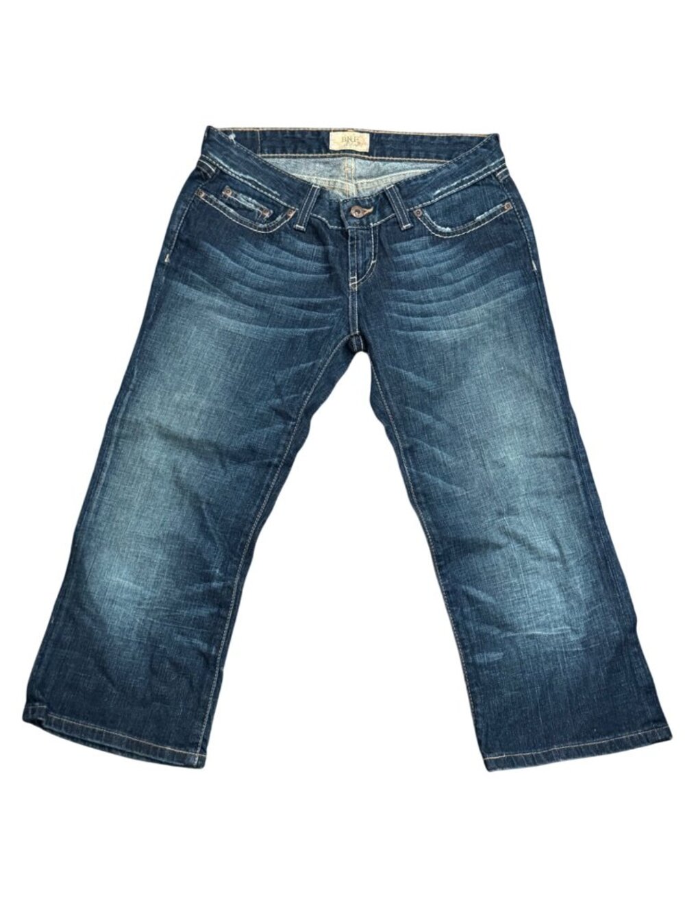 BKE Denim Capri Jeans Womens Size 27 Medium Wash Distressed Pockets Cotton Blend